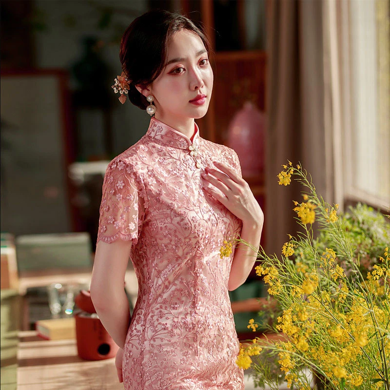 pink-petal-wedding-cheongsam-summer-dress-02 pink petal wedding cheongsam summer dress