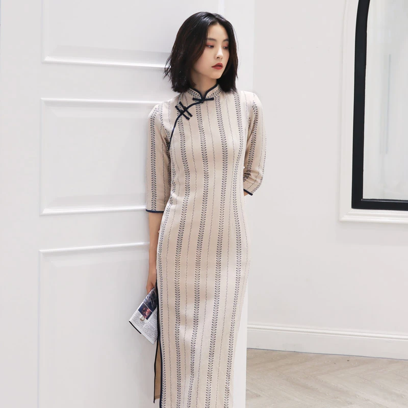 vine-qipao-modern-cheongsam-cotton-linen-01 vine qipao modern cheongsam cotton linen