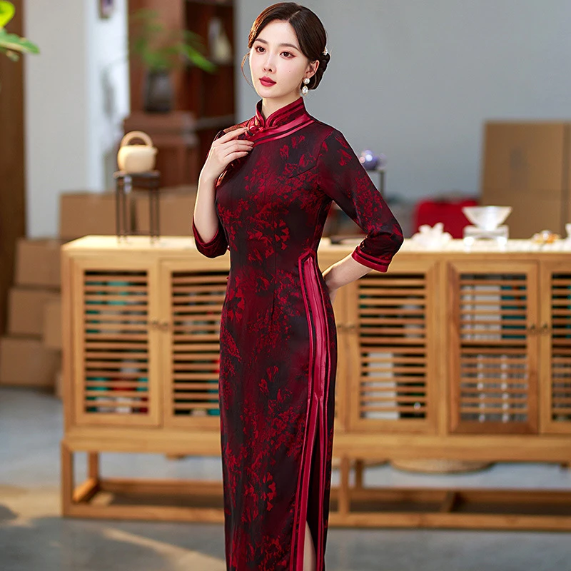 Autumn-ladies-cheongsam-retro-banquet-evening-dresses-2 Autumn ladies cheongsam retro banquet evening dresses
