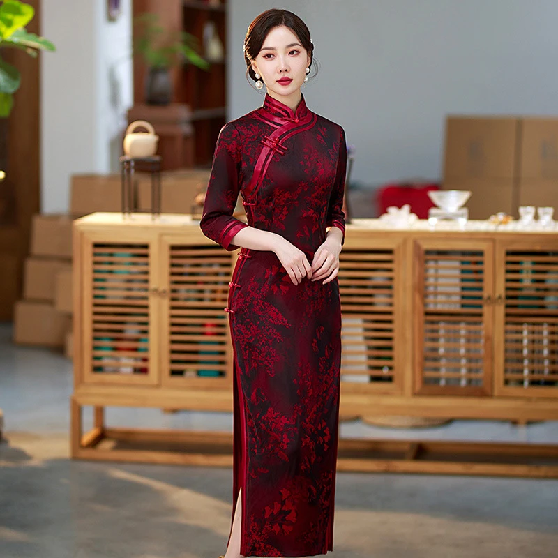 Autumn-ladies-cheongsam-retro-banquet-evening-dresses-4 Autumn ladies cheongsam retro banquet evening dresses