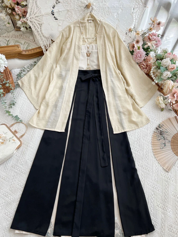 Modern Song Style Women Red Hanfu Butterfly Sanjian Dress