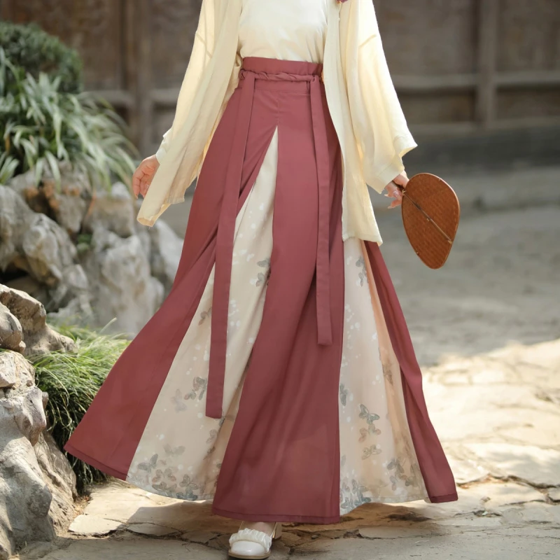 Modern-Song-Style-Women-Red-Hanfu-Butterfly-Sanjian-Dress-4 Modern Song Style Women Red Hanfu Butterfly Sanjian Dress