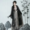 Woman-Black-Bamboo-Song-Dynasty-Qiyao-Shanqun-for-Everyday-Wear-1 Woman Black Bamboo Song Dynasty Qiyao Shanqun for Everyday Wear