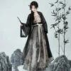 Woman-Black-Bamboo-Song-Dynasty-Qiyao-Shanqun-for-Everyday-Wear-2 Woman Black Bamboo Song Dynasty Qiyao Shanqun for Everyday Wear