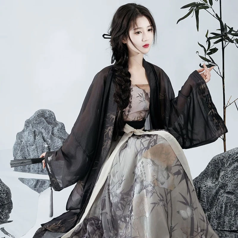 Woman-Black-Bamboo-Song-Dynasty-Qiyao-Shanqun-for-Everyday-Wear-3 Woman Black Bamboo Song Dynasty Qiyao Shanqun for Everyday Wear