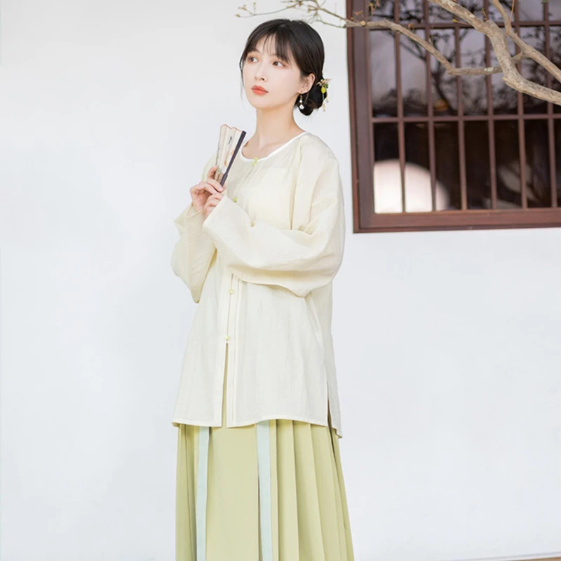 Women-Ming-Silk-Round-Shirt-Mamian-Dress-for-Summer-2 Women Ming Silk Round Shirt Mamian Dress for Summer