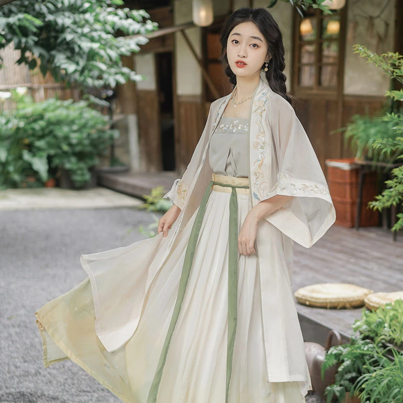 Women-Summer-Blue-Qiyao-Hanfu-Daily-Song-Costume-2 Women Summer Blue Qiyao Hanfu Daily Song Costume
