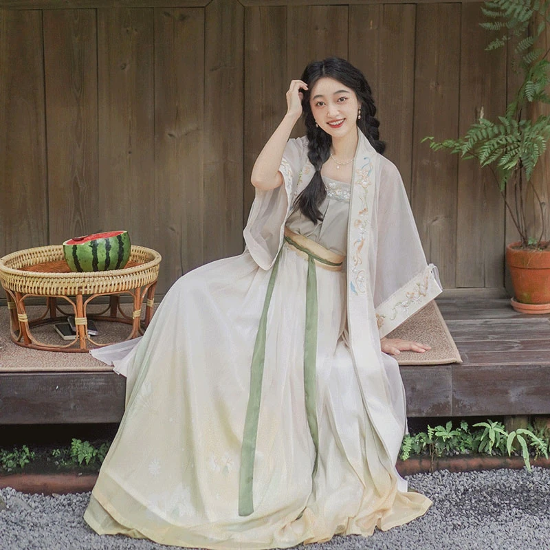 Women-Summer-Blue-Qiyao-Hanfu-Daily-Song-Costume-4 Women Summer Blue Qiyao Hanfu Daily Song Costume