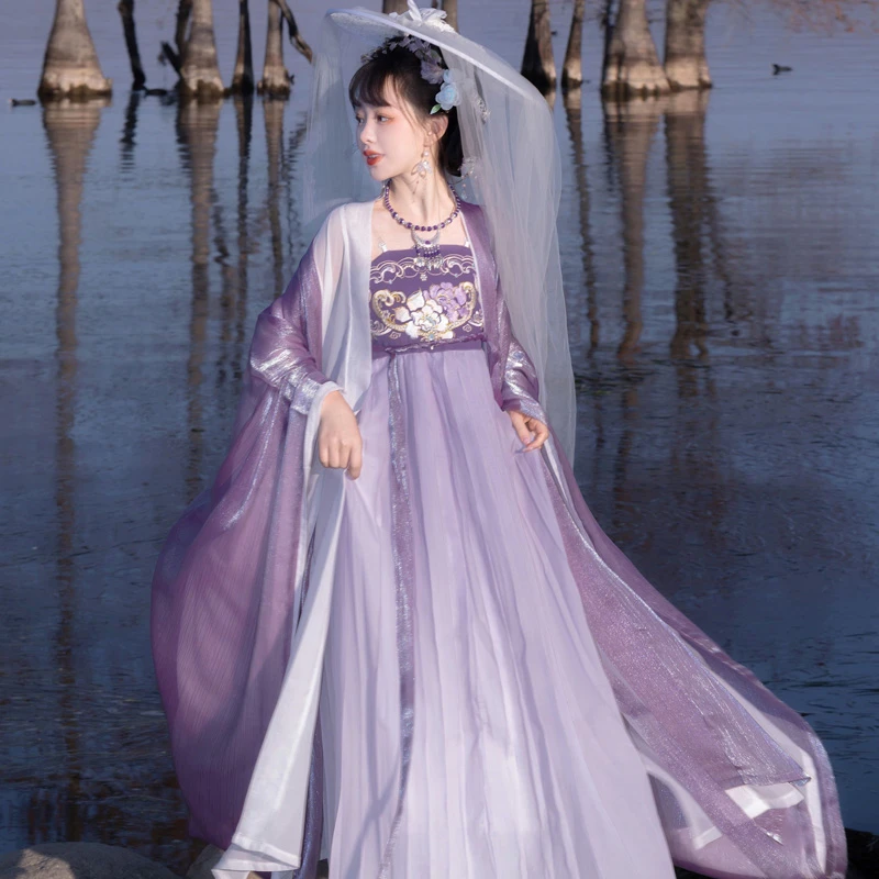 Summer-Purple-Hanfu-Set-Unique-Tang-Dynasty-Hezi-Dress-3 Summer Purple Hanfu Set Unique Tang Dynasty Hezi Dress