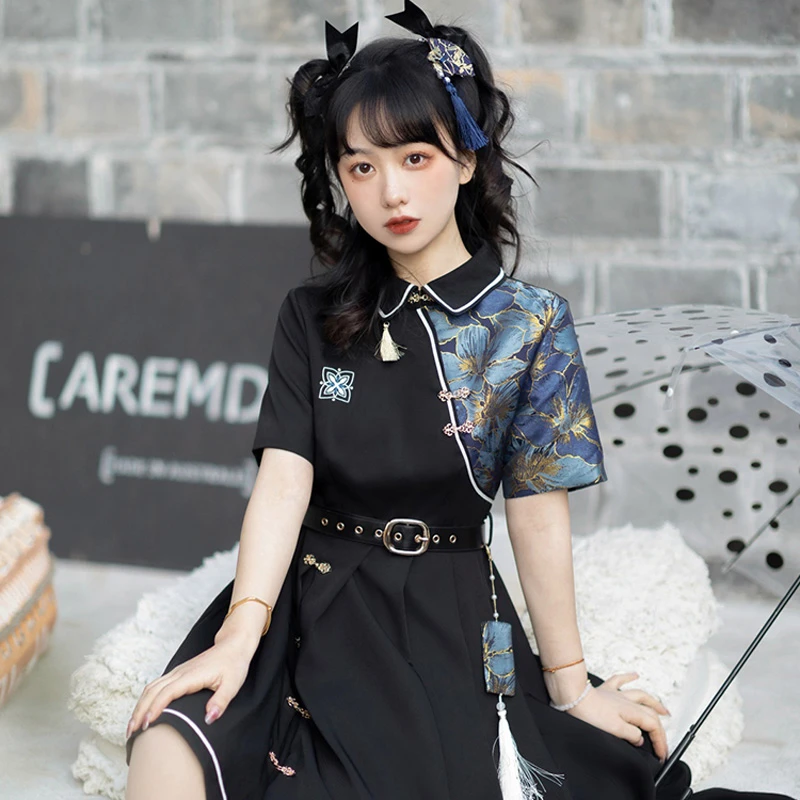 Modern-Women-Hanfu-Modified-Black-Dresses-New-Street-Fashion-3 Modern Women Hanfu Modified Black Dresses New Street Fashion