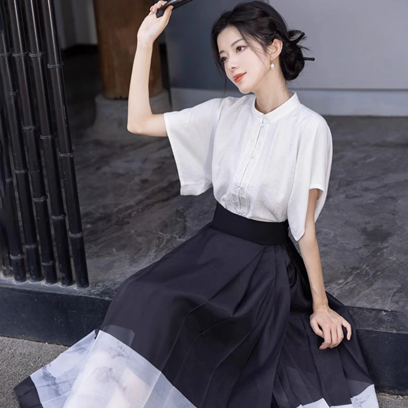 Women-Modern-Hanfu-Minimalist-Mamian-Dress-for-Summer-Day-2 Women Modern Hanfu Minimalist Mamian Dress for Summer Day