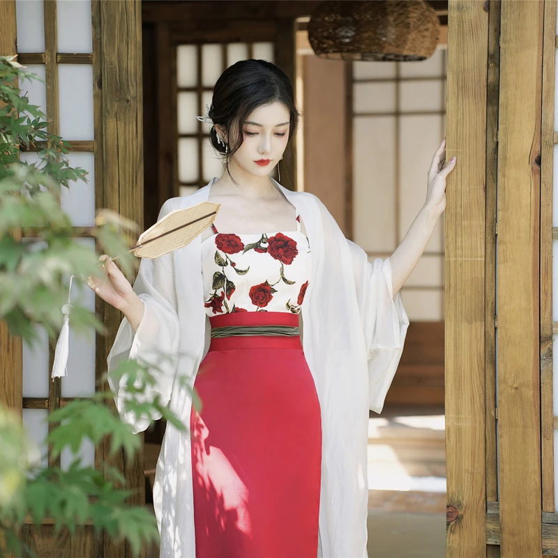 Women's-Modern-Hanfu-Rose-Song-Dynasty-Style-Dress-1 Women's Modern Hanfu Rose Song Dynasty Style Dress