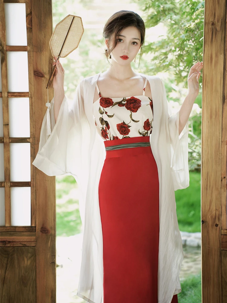 Women's Modern Hanfu Rose Song Dynasty Style Dress