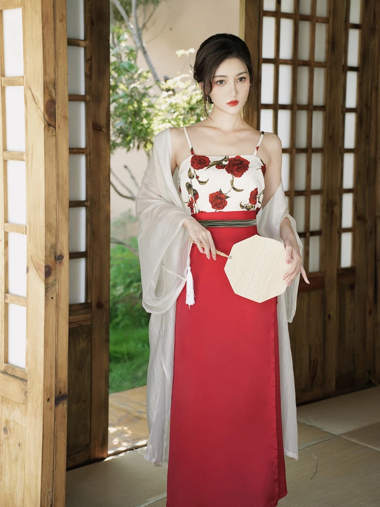 Women's Modern Hanfu Rose Song Dynasty Style Dress