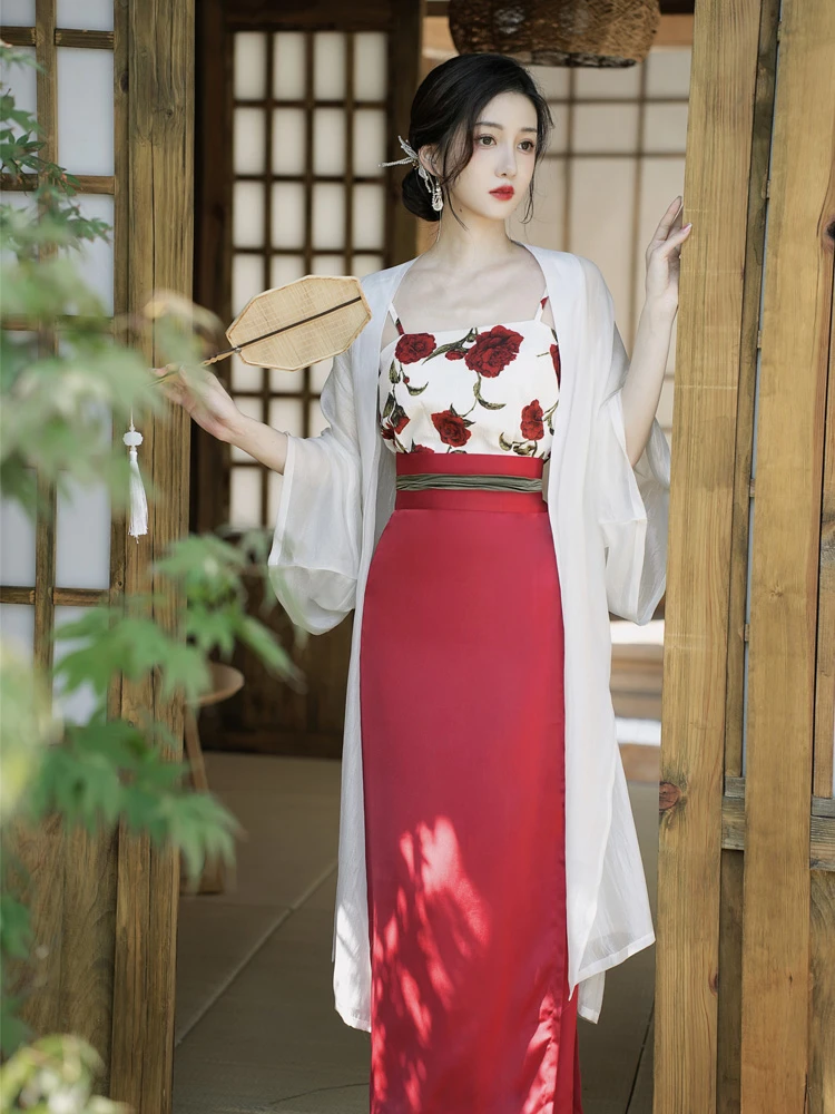 Women's Modern Hanfu Rose Song Dynasty Style Dress