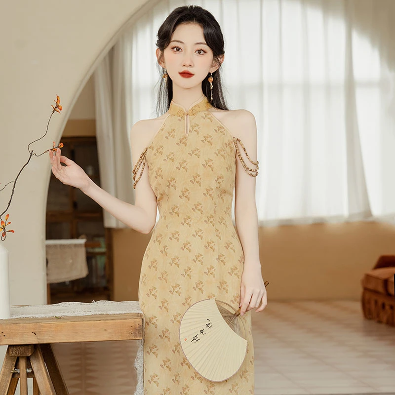 butterfly-qipao-yellow-summer-cheongsam-03 butterfly qipao yellow summer cheongsam