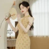 butterfly-qipao-yellow-summer-cheongsam-04 butterfly qipao yellow summer cheongsam