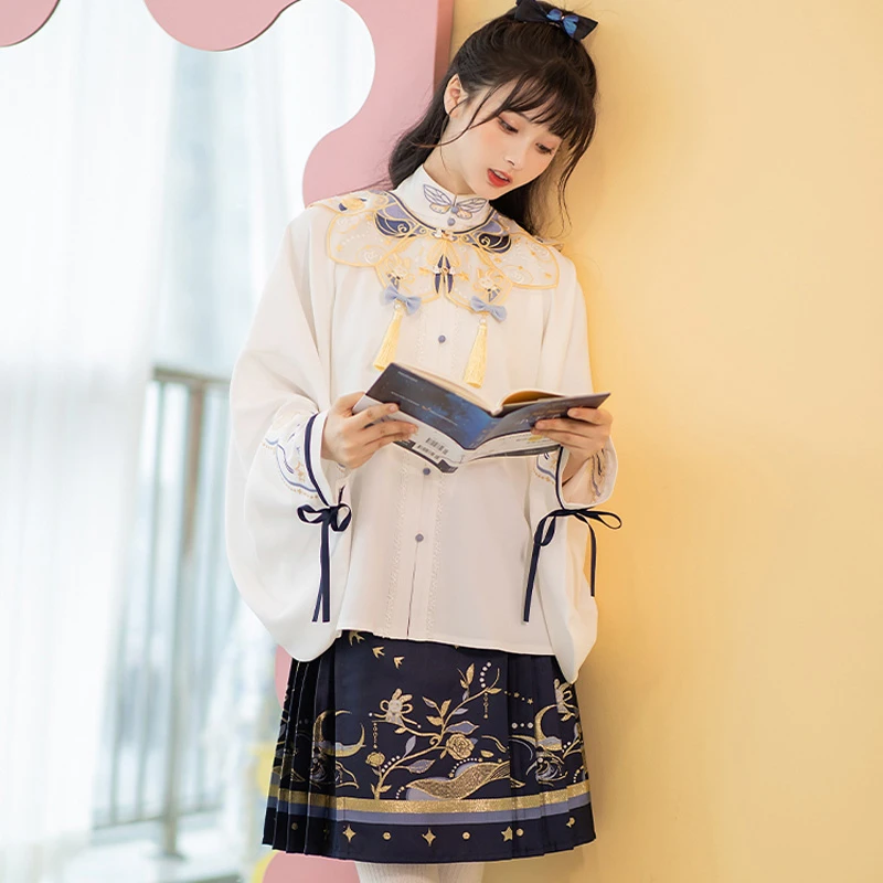 Fashion-Hanfu-Ming-Dynasty-Short-Dress-Cloudy-Shoulder-Women's-Party-Costumes-1 Fashion Hanfu Ming Dynasty Short Dress Cloudy Shoulder Women's Party Costumes