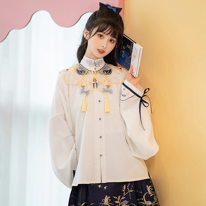 Fashion-Hanfu-Ming-Dynasty-Short-Dress-Cloudy-Shoulder-Women's-Party-Costumes-3 Fashion Hanfu Ming Dynasty Short Dress Cloudy Shoulder Women's Party Costumes
