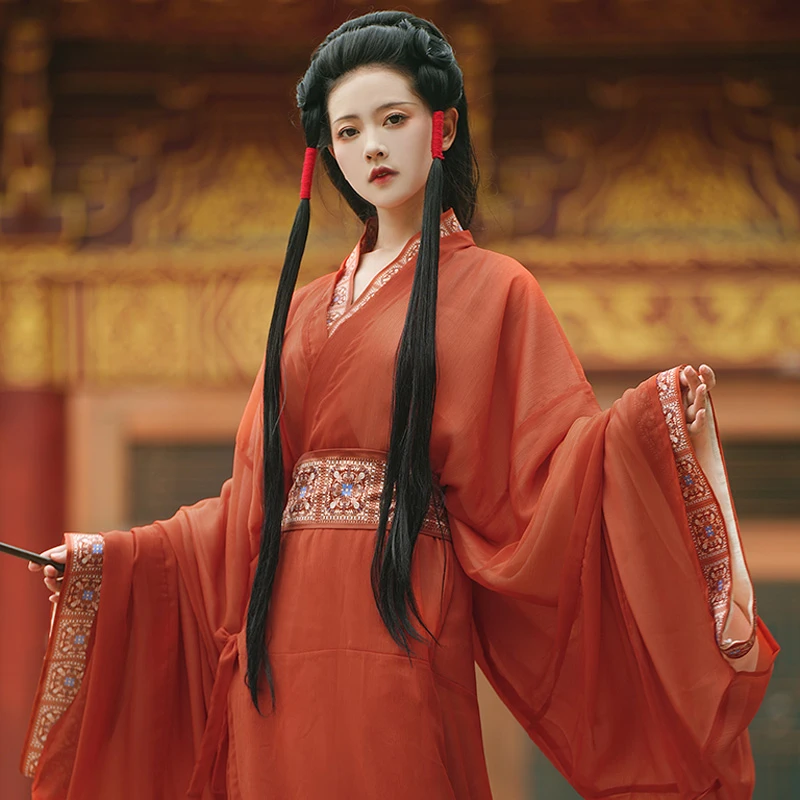 Han-Dynasty-Hanfu-Robe-Retro-Zhiju-Large-Size-Red-Dresses-1 Han Dynasty Hanfu Robe Retro Zhiju Large Size Red Dresses