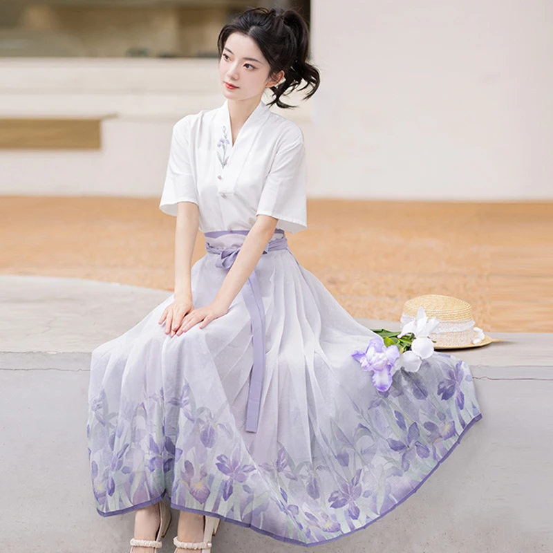 Modern-Women-Mamian-Hanfu-Dress-Light-Fashion-Short-Shirt-1 Modern Women Mamian Hanfu Dress Light Fashion Short Shirt