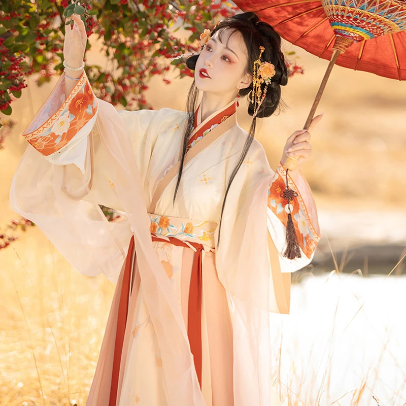 Women-Wei-Jin-Qiyao-Hanfu-Autumn-Casual-Ruqun-Dress-2 Women Wei Jin Qiyao Hanfu Autumn Casual Ruqun Dress