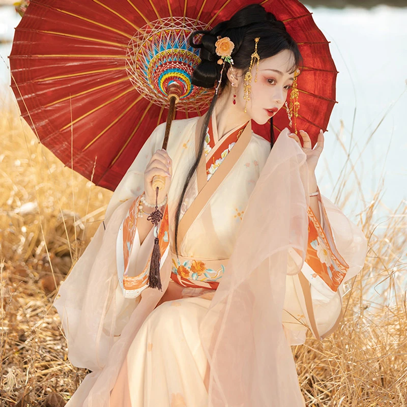 Women-Wei-Jin-Qiyao-Hanfu-Autumn-Casual-Ruqun-Dress-3 Women Wei Jin Qiyao Hanfu Autumn Casual Ruqun Dress