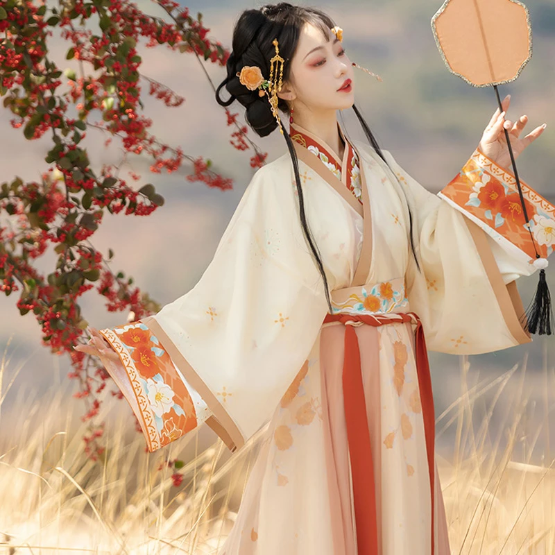 Women-Wei-Jin-Qiyao-Hanfu-Autumn-Casual-Ruqun-Dress-4 Women Wei Jin Qiyao Hanfu Autumn Casual Ruqun Dress