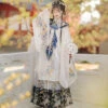 Women's-Autumn-Ming-Hanfu-Stand-Collar-Long-Shirt-Mamian-Skirt-Set-1 Women's Autumn Ming Hanfu Stand Collar Long Shirt Mamian Skirt Set