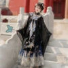 Women's-Autumn-Ming-Hanfu-Stand-Collar-Long-Shirt-Mamian-Skirt-Set-2 Women's Autumn Ming Hanfu Stand Collar Long Shirt Mamian Skirt Set