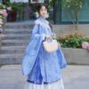 Women's-Traditional-Ming-Dynasty-Mamian-Dress-Blue-Daily-Hanfu-1 Women's Traditional Ming Dynasty Mamian Dress Blue Daily Hanfu