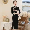 velvet-qipao-winter-black-cheongsam-dress-02 velvet qipao winter black modern cheongsam dress newhanfu
