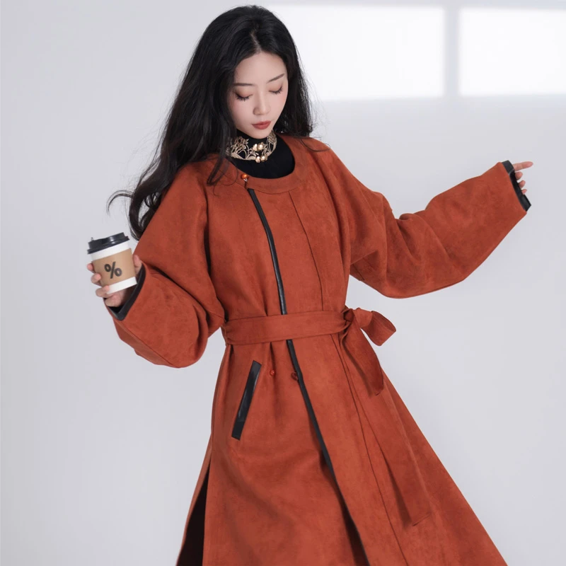 Winter-Tang-Style-Round-Collar-Robe-Modern-Hanfu-Improved-Fashion-Windbreaker-1 Winter Tang Style Round Collar Robe Modern Hanfu Improved Fashion Windbreaker