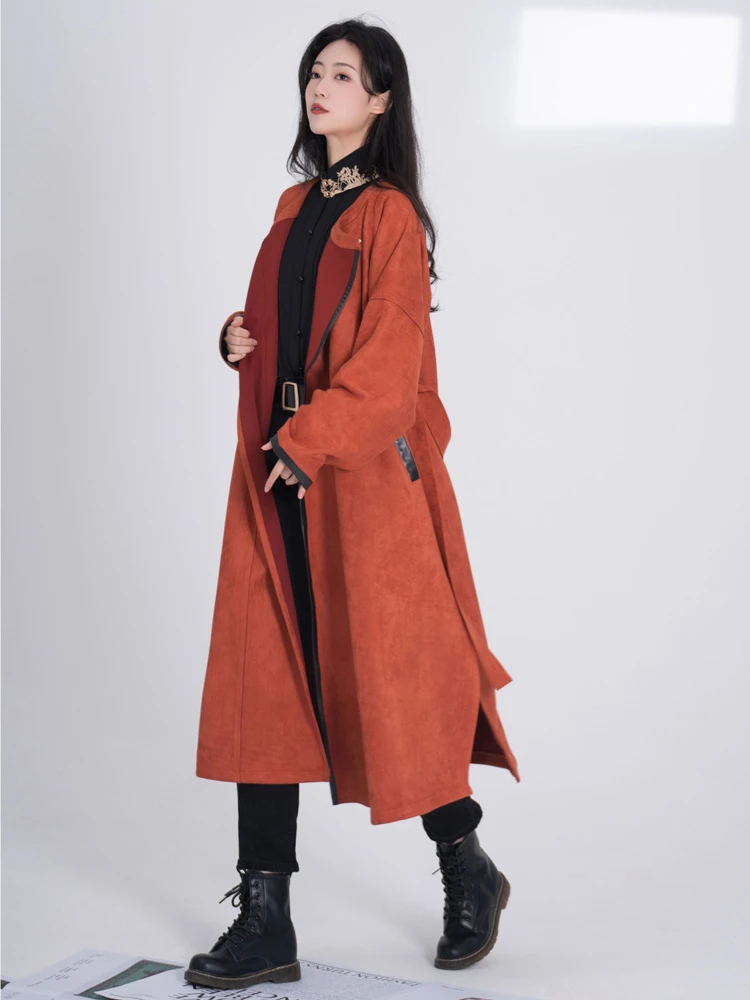 Winter Tang Style Round Collar Robe Modern Hanfu Improved Fashion Windbreaker