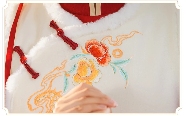 Chinoiserie Short Skirt Winter Red Hanfu Suit for New Year's Wear