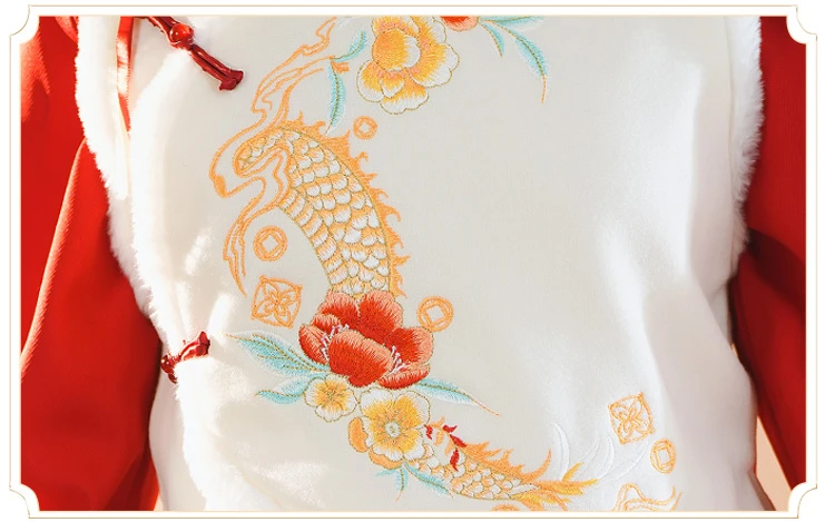 Chinoiserie Short Skirt Winter Red Hanfu Suit for New Year's Wear