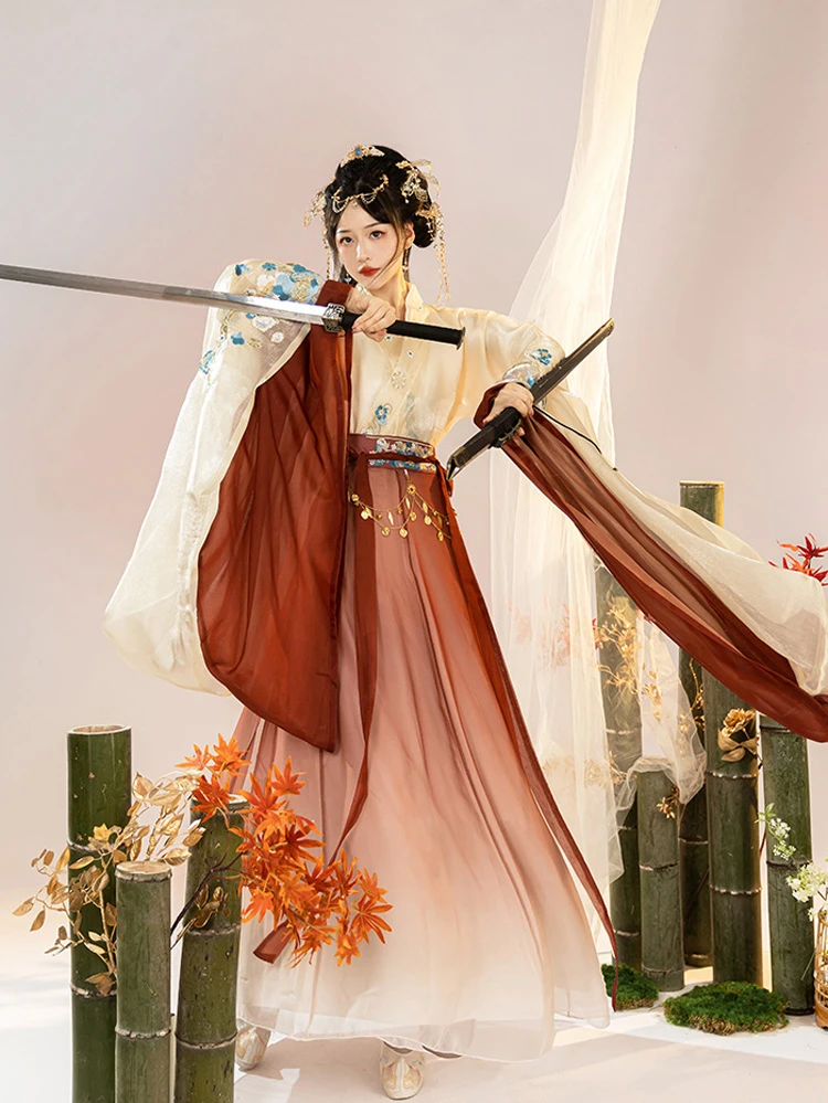 Wei Jin Hanfu Women's Qiyao Dress Wide Sleeve North and South Dynasty Set