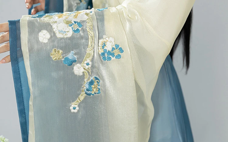 Wei Jin Hanfu Women's Qiyao Dress Wide Sleeve North and South Dynasty Set