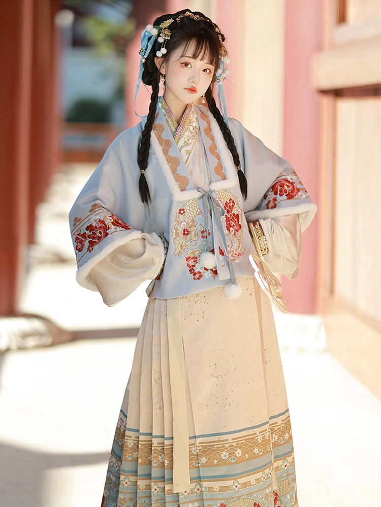 Winter Women Hanfu Ming Dynasty Aoqun Dress for New Year