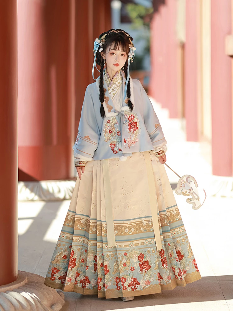 Winter Women Hanfu Ming Dynasty Aoqun Dress for New Year