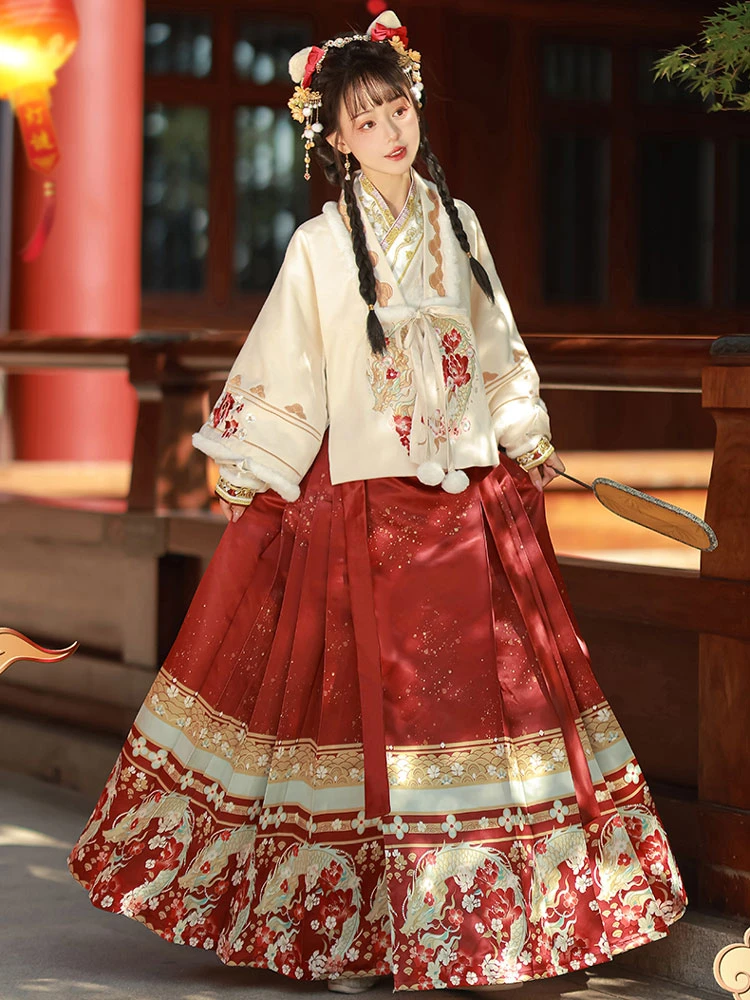 Winter Women Hanfu Ming Dynasty Aoqun Dress for New Year