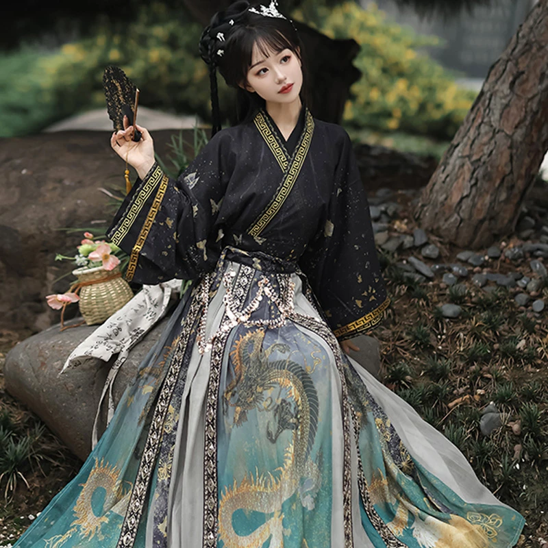 Autumn-Women-Qiyao-Hanfu-Wei-Jin-Martial-Arts-Style-2 Autumn Women Qiyao Hanfu Wei Jin Martial Arts Style