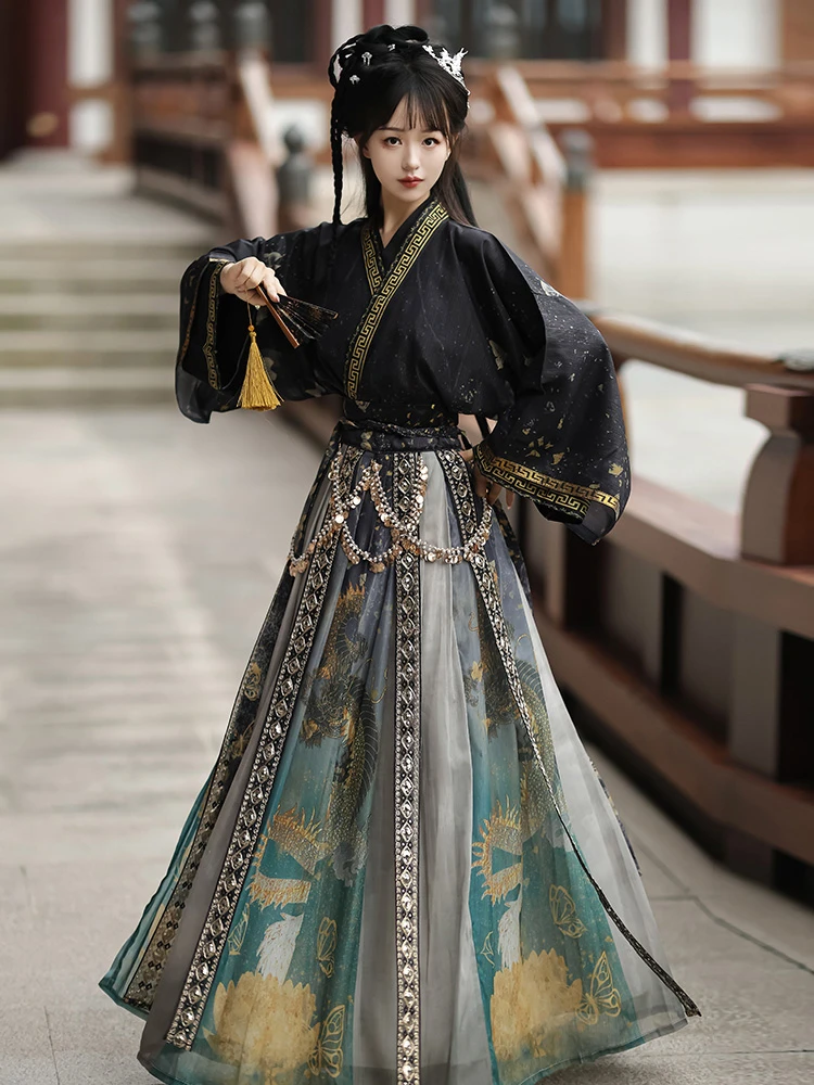 Autumn Women Qiyao Hanfu Wei Jin Martial Arts Style