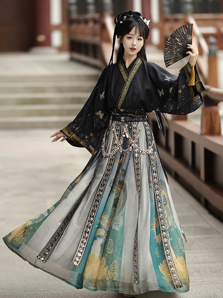 Autumn Women Qiyao Hanfu Wei Jin Martial Arts Style