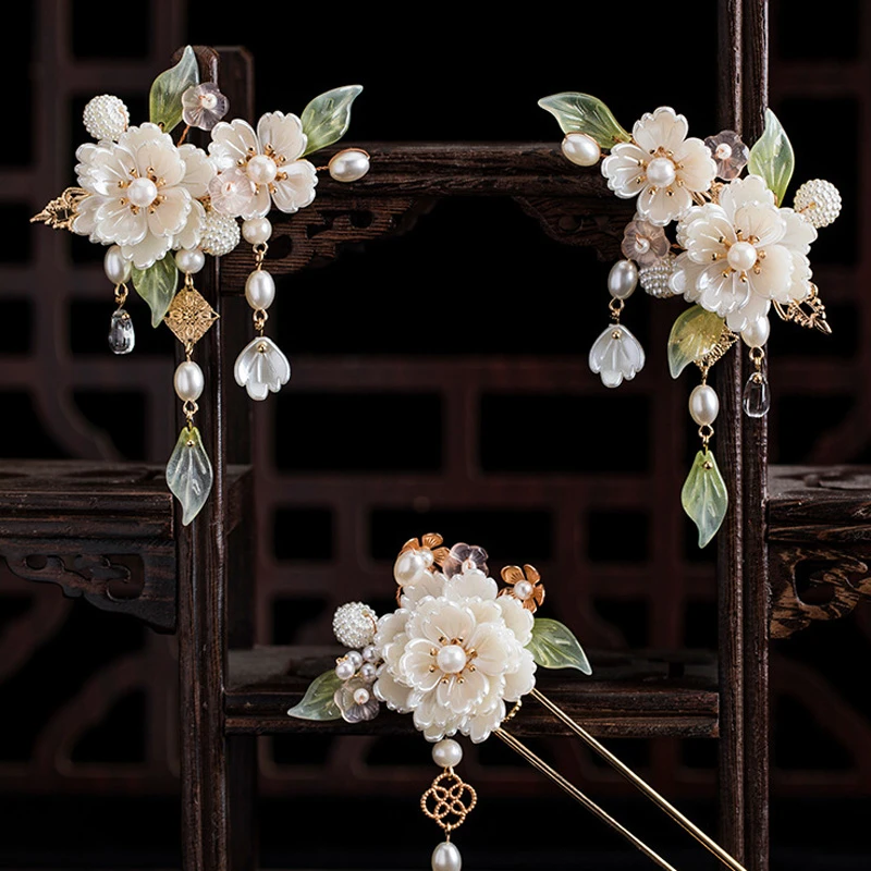Camellia-Flower-Hanfu-Headdress-Set-Elegent-Hairclips-2 Camellia Flower Hanfu Headdress Set Elegent Hairclips