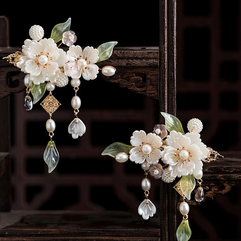 Camellia-Flower-Hanfu-Headdress-Set-Elegent-Hairclips-3 Camellia Flower Hanfu Headdress Set Elegent Hairclips