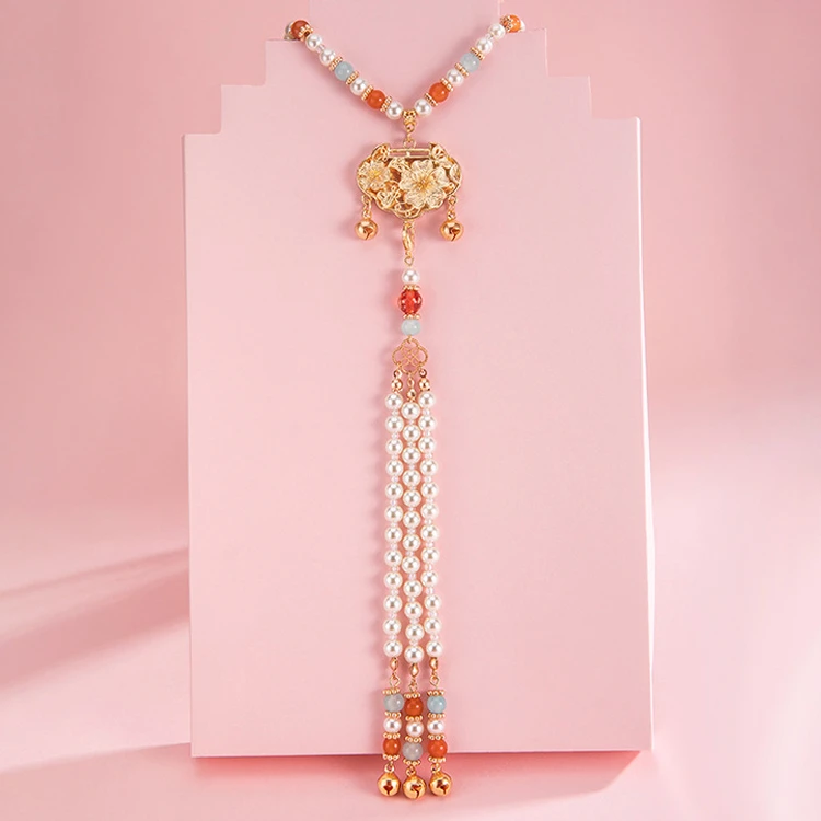Hanfu-Necklace-Ming-Style-Yingluo-Accessories-with-Peace-Lock-2 Hanfu Necklace Ming Style Yingluo Accessories with Peace Lock