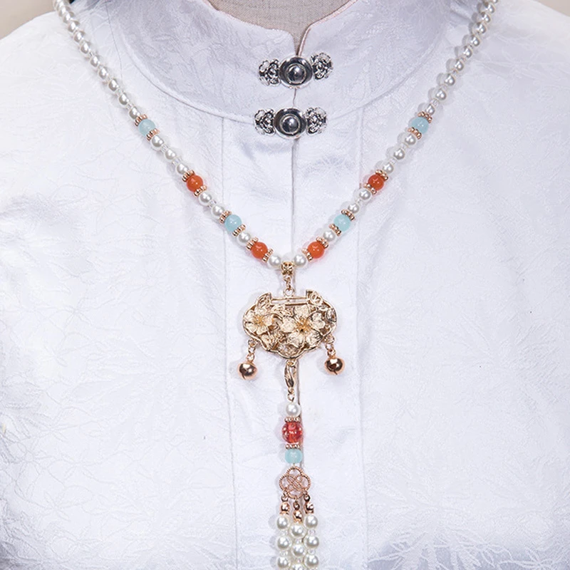 Hanfu-Necklace-Ming-Style-Yingluo-Accessories-with-Peace-Lock-3 Hanfu Necklace Ming Style Yingluo Accessories with Peace Lock