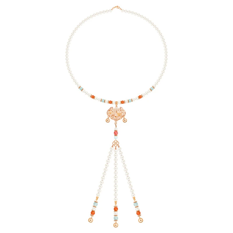 Hanfu-Necklace-Ming-Style-Yingluo-Accessories-with-Peace-Lock-4 Hanfu Necklace Ming Style Yingluo Accessories with Peace Lock
