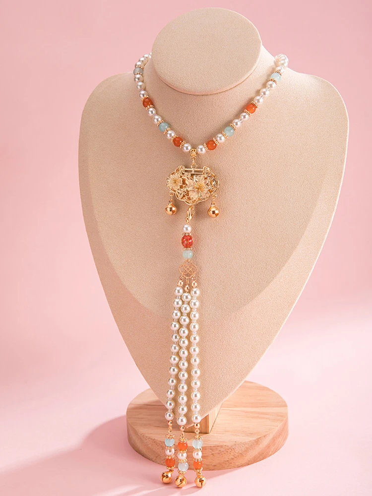 Hanfu Necklace Ming Style Yingluo Accessories with Peace Lock